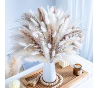 96PCS Natural Dried Pampas Grass Boho Home Decor Bouquet Phragmites Dried Flowers Bouquet for Wedding Floral Arrangements Home Decorations (