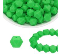 96Pcs Perline in Silicone 14mm Esagonali per Beads, Verde Chiaro