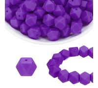 96Pcs Perline in Silicone Esagonali 14mm, Lotti per Focal Beads, Viola Uva
