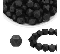 96Pcs Perline in Silicone Esagonali 14mm per Fai Da Te - Nero