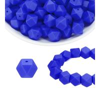 96Pcs Perline in Silicone Esagonali 14mm per Focal Beads, Blu Zaffiro