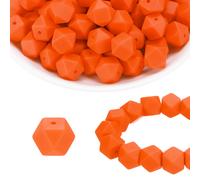 96Pcs Perline Silicone 14mm Esagonali per Focal Beads, Arancione-Rosso
