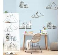 97 cm Collezione Monumenti Piramide Colosseo Taj Mahal Stencil Wall Pattern Grande Pittura Personalizzata Riutilizzabile Murale Extra Large Design dimensionale S656