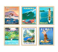 97 Decor Decorazione per la stanza delle Hawaii, decorazione da parete vintage hawaiana, poster per surf, immagini da parete, poster retrò Hawaii, stampa estiva tropicale spiaggia isola hawaiana per