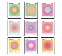 97 Decor Poster con numeri angeli, poster estetico, poster spirituali, stampa con numeri di angelo sfumato, immagini di energia e aura rosa, decorazione da parete colorata, decorazione da parete per