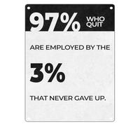 97% Who Quit Work For 3% That Never Quit Sign 12x8 Inch