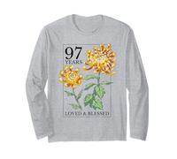 97 Years Loved And Blessed - Timbro Floreale per 97° Compleanno Maglia a Manica