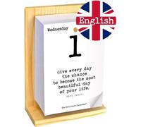 The Brilliant Calendar 2025 wooden stand. Il Calendario Geniale in inglese. L'Originale con Supporto Legno Naturale. Idea Regalo Scuola e Amici. Leggi ogni giorno una frase in inglese. Scatola Regalo.