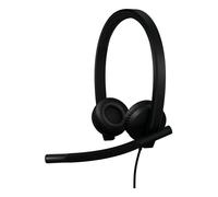 Logitech H570e, cuffia con microfono USB per PC e Mac, cuffia cablata USB-A con audio stereo, microfoni con cancellazione del rumore e controlli sul cavo, certificata per Microsoft Teams, nera