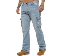989Zé ENZO Jeans Uomo Pantaloni Casual Cargo Cotone Regular Fit Tasche Laterali EZ08 Azzurro 28W / 32L