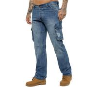 989Zé ENZO Jeans Uomo Pantaloni Casual Cargo Cotone Regular Fit Tasche Laterali EZ08 Blu 32W / 32L