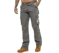 989Zé ENZO Jeans Uomo Pantaloni Casual Cargo Cotone Regular Fit Tasche Laterali EZ08 Grigio 40W / 30L