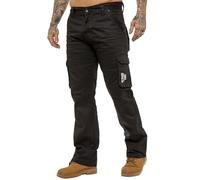 989Zé ENZO Jeans Uomo Pantaloni Casual Cargo Cotone Regular Fit Tasche Laterali EZ08 Rivestito Nero 40W / 32L