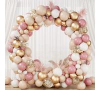 98pz/133pz Kit ghirlanda ad arco con palloncini rosa pastello e arancione vintage, palloncini dorati metallizzati + 2 catene adesive, decorazioni per feste di compleanno, matrimoni e Natale Tagli Unic