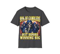 99% of Gamblers Quit Before Winning Big T-Shirt Divertente Scheletro Meme Gioco d'azzardo Divertente Scherzo Maglietta Grafica Unisex, Erica scura, L
