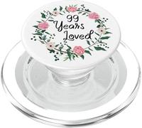 99 Years Loved Men Women Floral 99 Years Old 99th Birthday PopSockets PopGrip per MagSafe