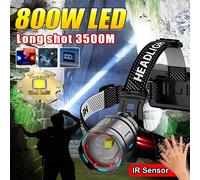 9900LM Lampada frontale super potente 800W LED Sensore IR Faro ricaricabile Torcia frontale 3500 metri Lampada frontale Lanterna da pesca