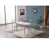 DecHome Set Tavolo da Pranzo Cucina Stile Moderno con 4 sedie in Acciaio Dimensioni 120x70x75 cm colore Effetto Marmo