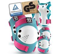 99FLIPS Ginocchiere Bambini Protezione Pattini Bambina - Set Protezioni Skateboard Bambino Ginocchiere e Gomitiere - Rise - Taglia SM - Rosa Blu - Protezioni Roller Bambina