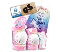 99FLIPS Ginocchiere Bambini Protezioni Pattini Bambina - Set Protezione Skateboard Bambino Ginocchiere e Gomitiere - Taglia S/M - Rosa - Protezione Bici Bambina Pattini da Ghiaccio