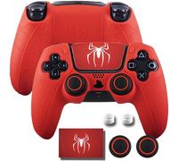 9CDeer Cover in silicone antiscivolo per controller PS5 con tappi per levette * 2 & adesivo * 1 scarlatto Spider