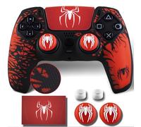 9CDeer Custodia in silicone antiscivolo per controller PS5 con tappi per levette * 2 & Sticker * 1 Dark Spider
