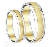 9ct Bicolore Design Lui & Hers Matrimonio Anello Bande 5mm & 6mm 9k