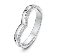 9ct Carati Oro Bianco Diamante Curvo a Forcella Eternity Stile Forma Di Ring 3mm