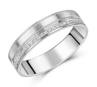 9ct Diamante Eternity Anello Oro Bianco Piatto Tribunale Sottile Opaco 5mm