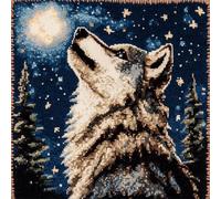 9CT Kit Per Ricamo A Croce Per Cuscino I Lupi E L'Animale Del Cielo Stellato Prestampato Cuscino Da Tiro Fai Da Te Ricamato Kit Per Ricamo Completi Decorativo Casa Per Principianti Adulti 45x45cm