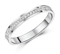 9ct Oro Bianco Mezza Eternity Anello Diamante Corte a Forma Di 0.15ct