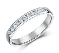 9ct Oro Bianco Mezza Eternity Anello Diamante Corte a Forma Di 3mm Massiccio &