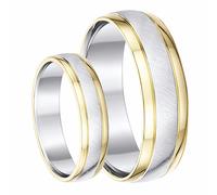 9ct Oro Giallo & Argento Sterling Anelli Lui & Hers 5&6mm Nozze Set UK Marchio