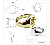 9ct Oro Giallo Famiglia Crest Sigillo Ovale Anelli Il su Misura Incisione