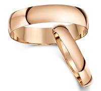 9ct Oro Rosa Matrimonio Anelli Lui e Lei 3&5mm/4&6mm Sagomato a D Bande