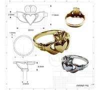 9ct Solido Oro Giallo Irlandese Claddagh Sigillo Anelli Nuovo su Misura UK