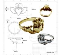 9ct Solido Oro Giallo Irlandese Claddagh Sigillo Anelli Nuovo su Misura UK