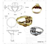 9ct Solido Oro Giallo Irlandese Claddagh Sigillo Anelli Nuovo su Misura UK