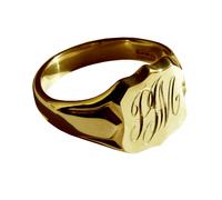 9ct Solido Oro Giallo Monogramma Pesante Protezione Sigillo Anelli 14x12mm UK