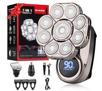 9D Head Shavers for Bald Men, Electric Shaver for Men,6 in 1 Mens Grooming Kit with Nose Hair Trimmer, Beard Trimmer,Waterproof Wet/Dry Rotary Shaver,Gift for Father, Husband, Boyfriend