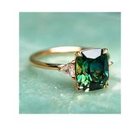 (9D083) Anelli da donna color oro con pietre preziose naturali e smeraldi, gioielli romantici per donne, anniversario