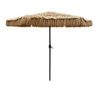 9ft Beach in Hawaiian Style Garden Natural Color Umbrella with Hand Crank for Vacation Hotel Business Activities Beach