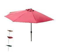 9ft Half Patio Umbrella - Large Water-Resistant Outdoor Sunshade Wall-Mounted Market Umbrella with 5 Ribs - Ideal for Garden Deck & Balcony Brown Color
