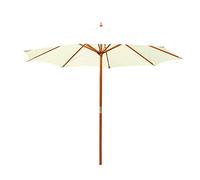 9ft Parasols for Beach Porch Poolside Heavy Duty Wooden Grain Garden Sun Umbrella with Polyester Canopy 4 Color