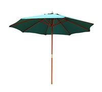9ft Parasols for Beach Porch Poolside Heavy Duty Wooden Grain Garden Sun Umbrella with Polyester Canopy 4 Color