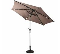 9FT Patio Solar Powered Umbrella Tilt Outdoor Sunshade Parasol w/Light Crank, And Sturdy Patio Umbrella Patio Umbrella