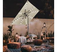 9FT Square Solar Umbrella 28 LED Lighted Patio Umbrella Table Market Umbrella,Portable Outdoor Umbrellas Push Button Tilt Pole Protection Windproof Sunshade for Beach, Patio, Yard