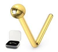 9K giallo oro 1,5 MM sfera normale Top 22 Gauge L Bend naso Stud Piercing