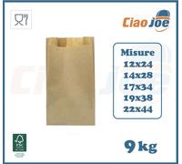 9kg Sacchetti Carta Avana - Pane Pizza Frutta Dolci Buste Alimenti