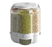 9L 6 Grid Dispenser di Riso Girevole Sigillato Grano Scatola di Conservazione Degli Alimenti Contenitore di Stoccaggio di Grano per Alimenti Secchio di Stoccaggio Della (Bianco 18 libbre di